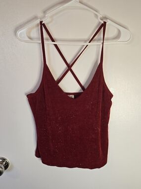 Self Esteem Burgundy Velvet Crisscross Cami
